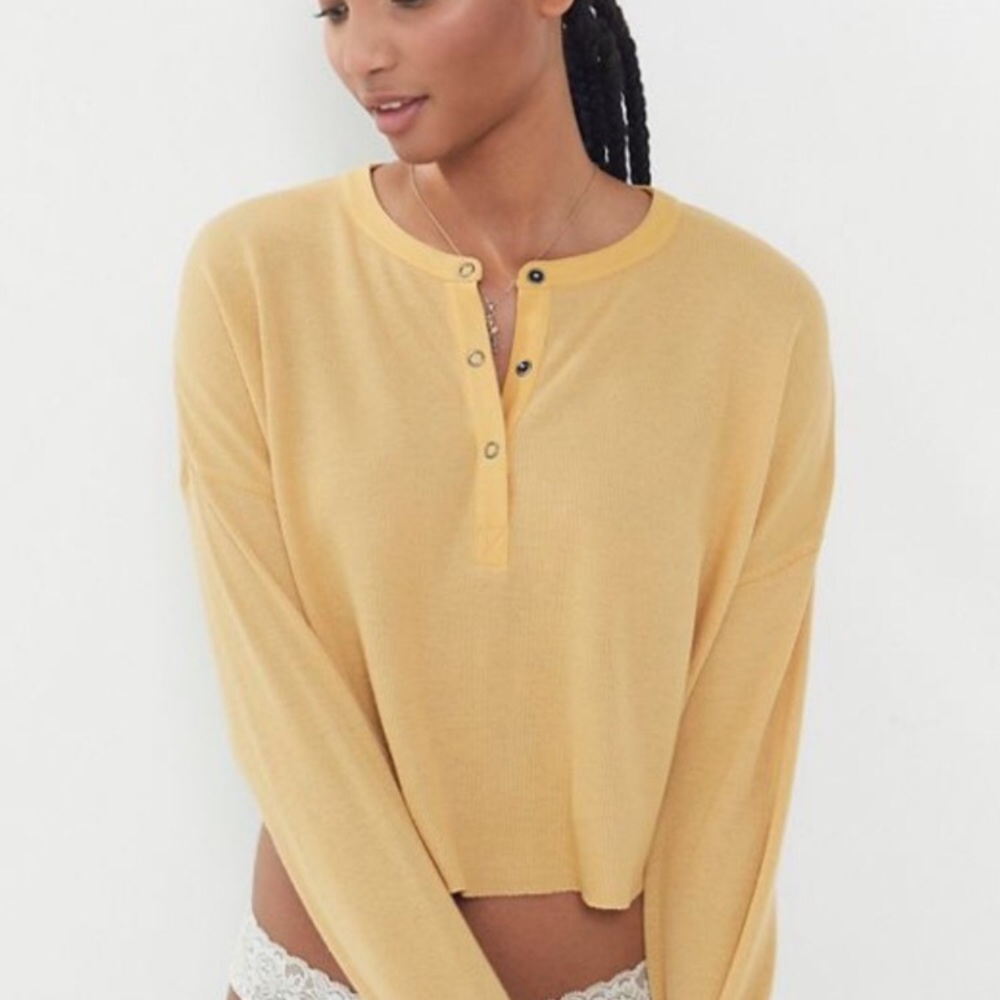 Out From Under Emmy Cropped Henley Top